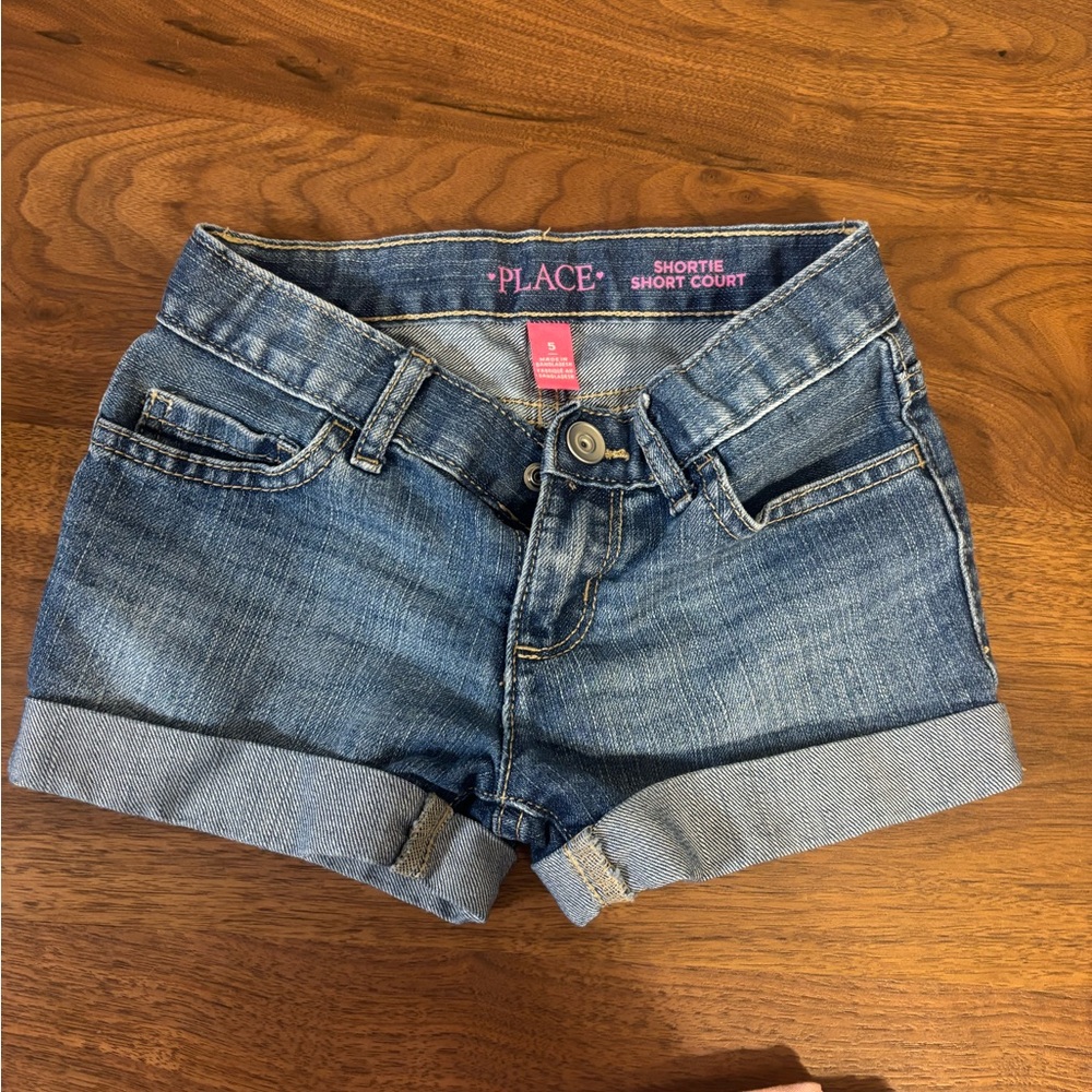 The Childrens Place Girls' Denim Shortie Shorts - Blue size 5